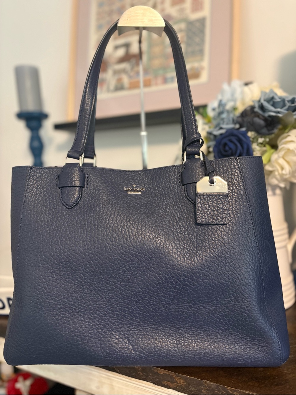kate spade Carter Street Devlin Navy Pebbled Leather Tote